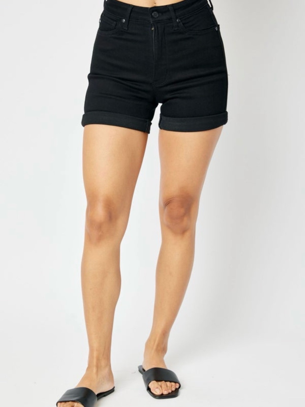 Judy Blue Black High-Rise Tummy Control Cuffed Denim Shorts